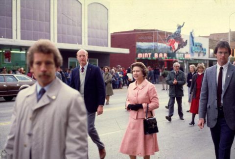 Queen Elizabeth strolling down Sheridan's Main Street