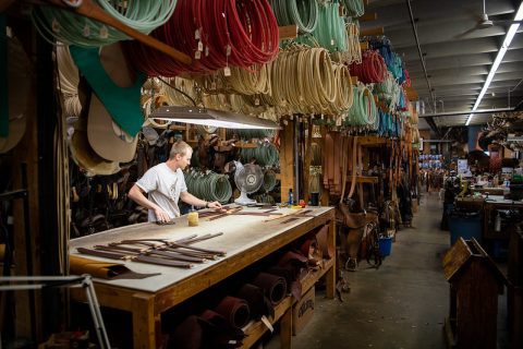 Tooling leather at the Don King Museum 